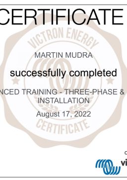 Certifikace Victron Energy - 9.2 ADVANCED TRAINING
